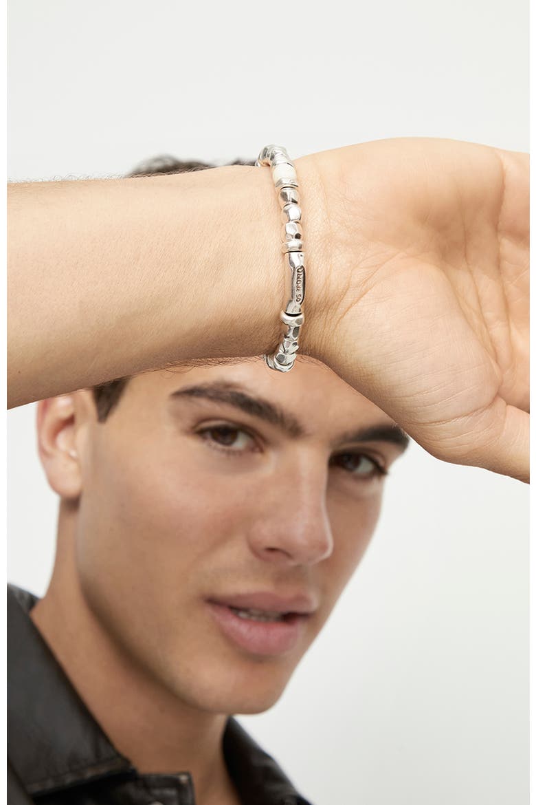 Bracelet with Murano Glass Marfil Beads, Alternate, color, Silver