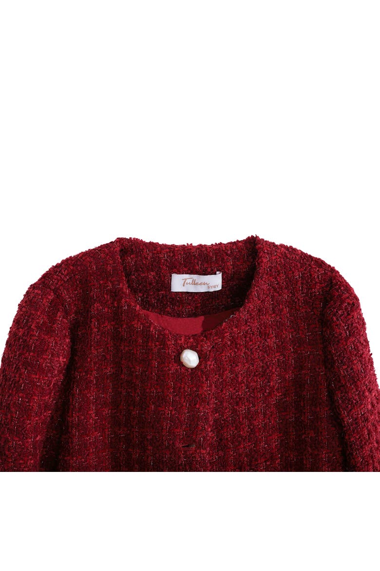 Tweed Button-Up Jacket, Alternate, color, Red