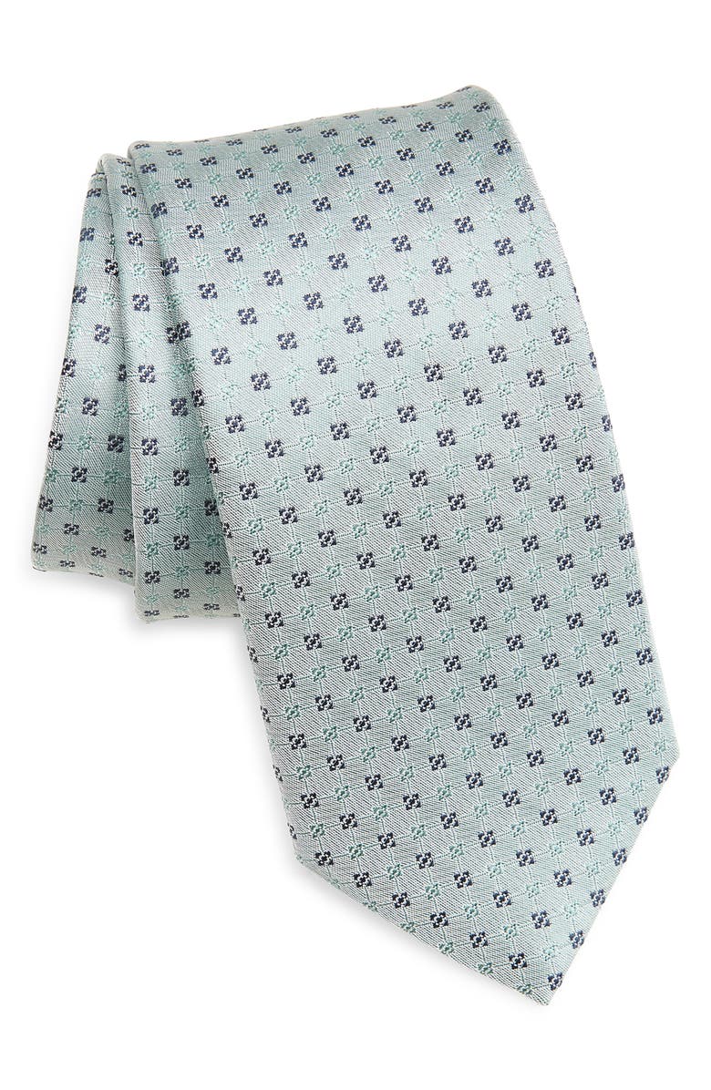 BOSS Neat Silk Jacquard Tie, Main, color, Open Green