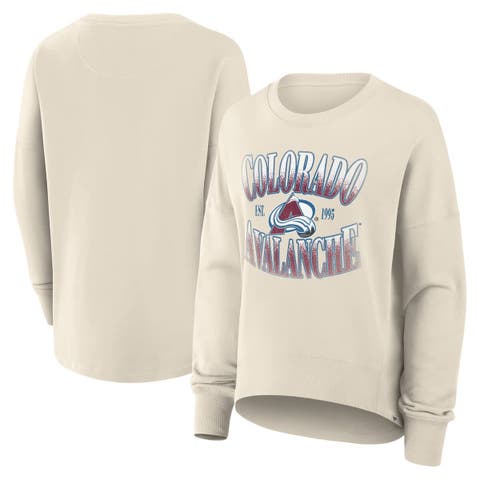 Women's Fanatics Cream Colorado Avalanche Oversized Slice Pullover Sweatshirt