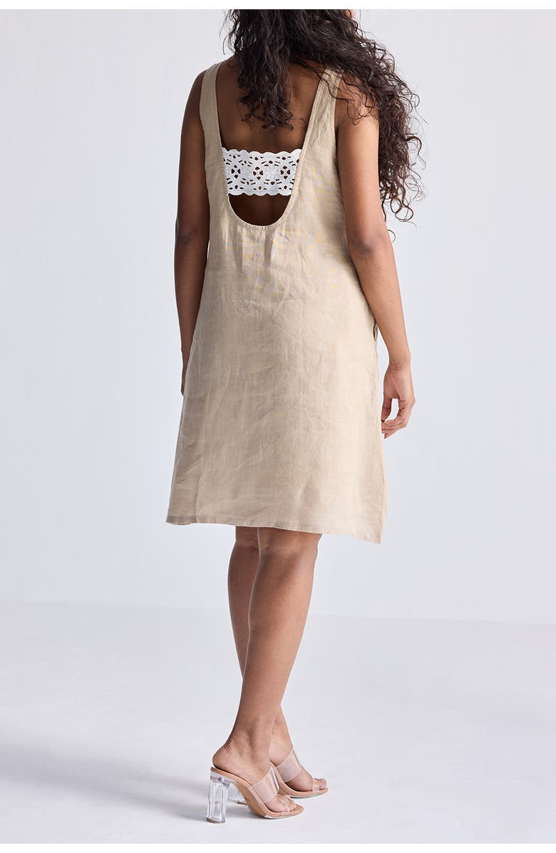 Reistor Hemp Short Dress with Back Embroidery, Alternate, color, Beige