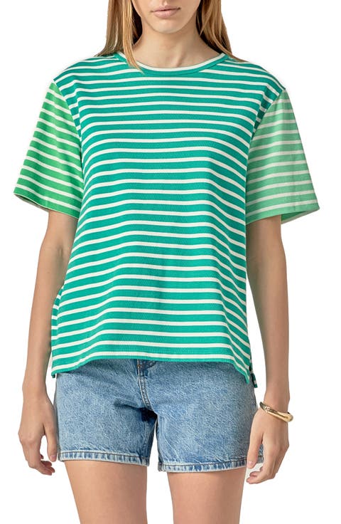 Colorblock Stripe Cotton T-Shirt