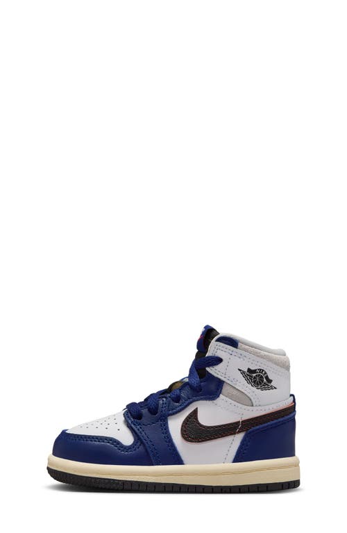 Nike Jordan Big Kids' Air Retro 1 High Og Casual Shoes In White/black/neutral Grey