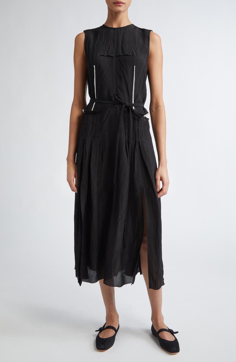 NACKIYÈ Daydream Crinkle Woven Belted Midi Dress, Main, color, 