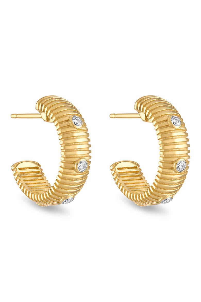 Clio Diamond Small Hoop Earrings, Main, color, GOLD