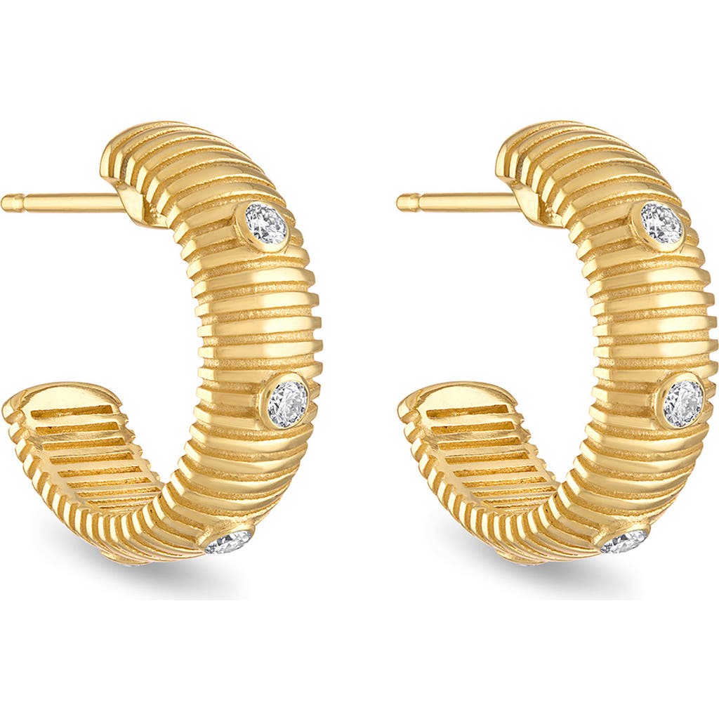 Pamela Zamore Clio Diamond Small Hoop Earrings in Gold  product