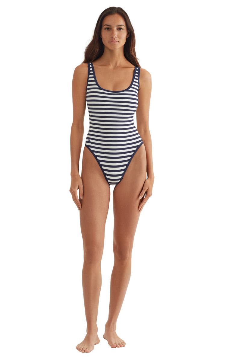 Polo Ralph Lauren Stripe Scoop One-Piece Swimsuit, Alternate, color,