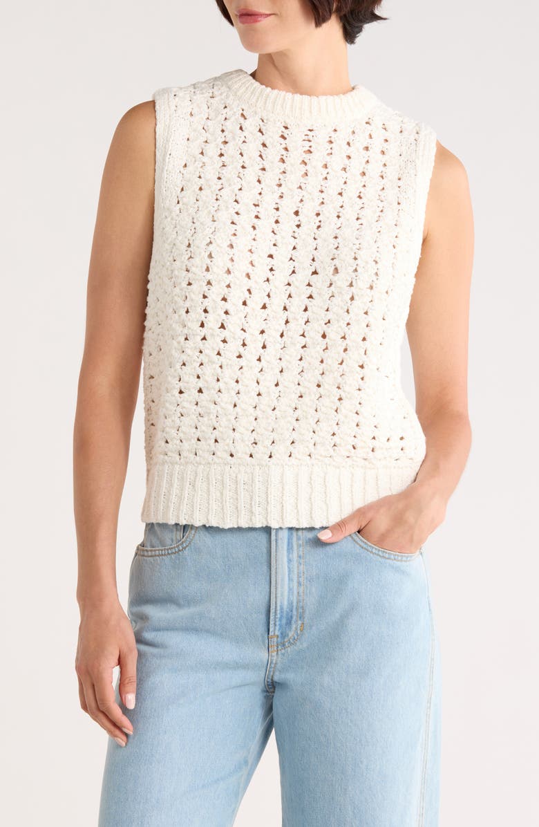 FRAME The Tape Yarn Sweater Vest, Main, color, Cream