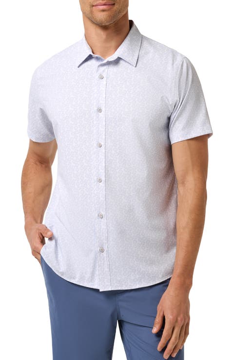 Techwoven Sunlight Floral Short Sleeve Performance Button-Up Shirt