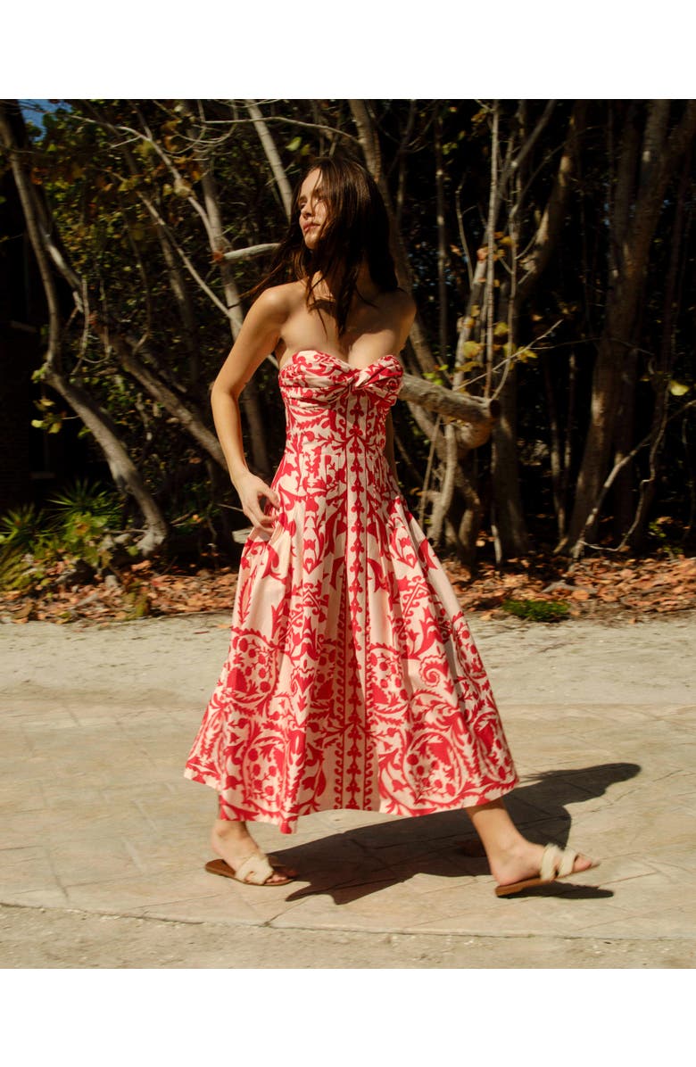 Cartolina Ingrid Printed Midi Dress, Alternate, color, Poppy