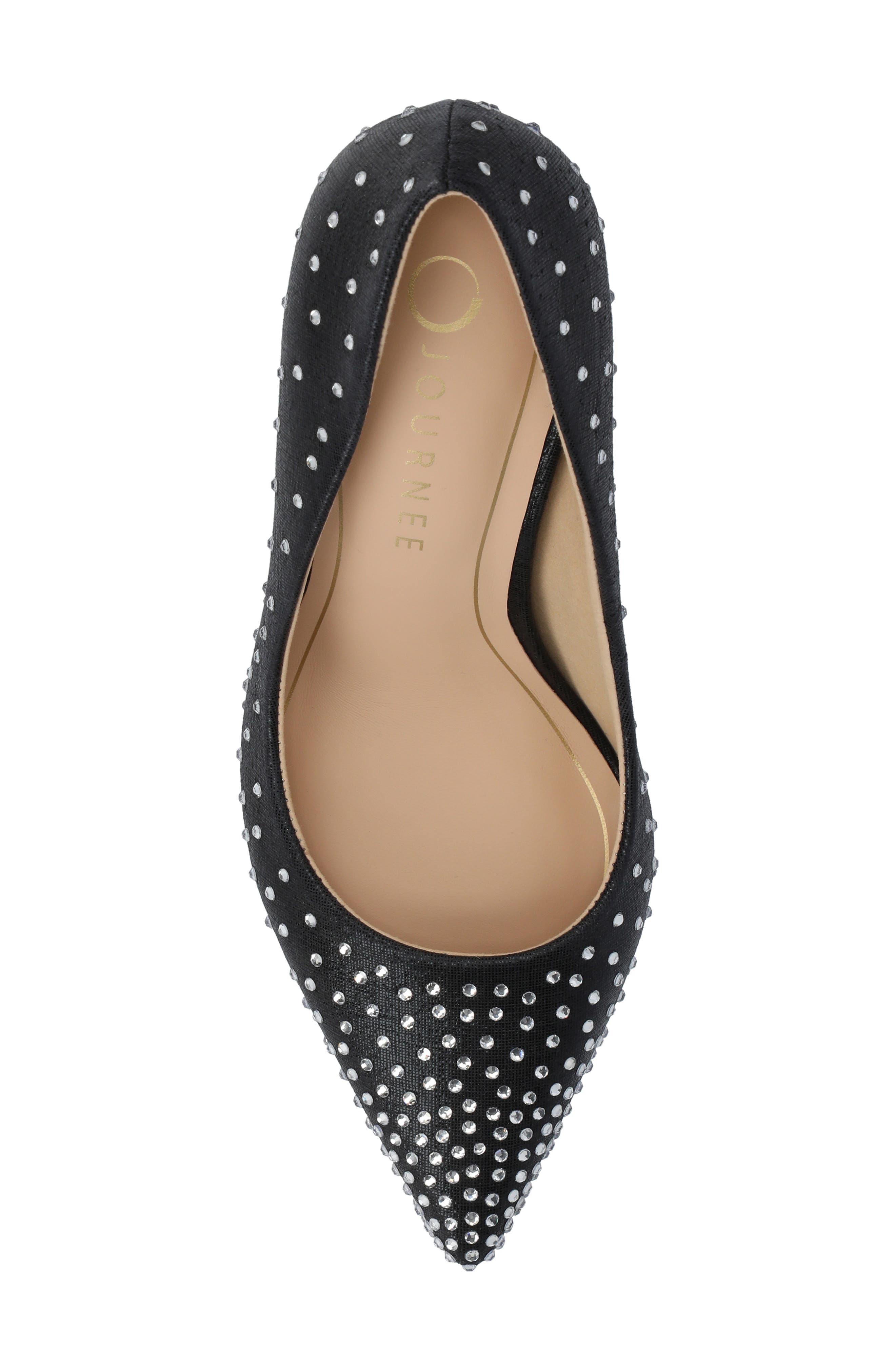 Journee Collection Embellished Pointed Toe Pump, Alternate, color, Black