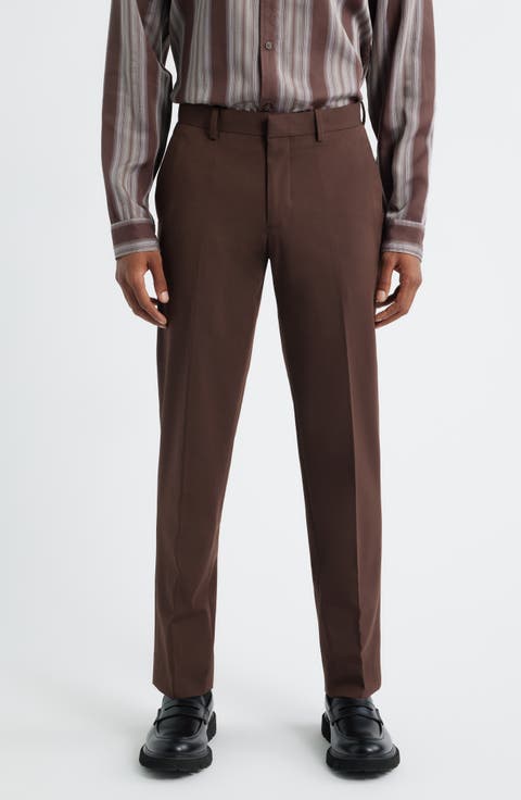 Slim Fit Solid Flat Front Stretch Suit Pants