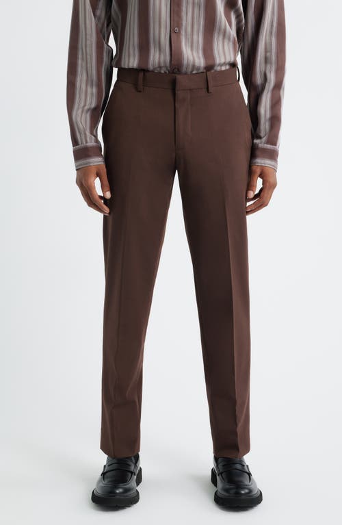 Open Edit Slim Fit Solid Flat Front Stretch Suit Pants In Brown
