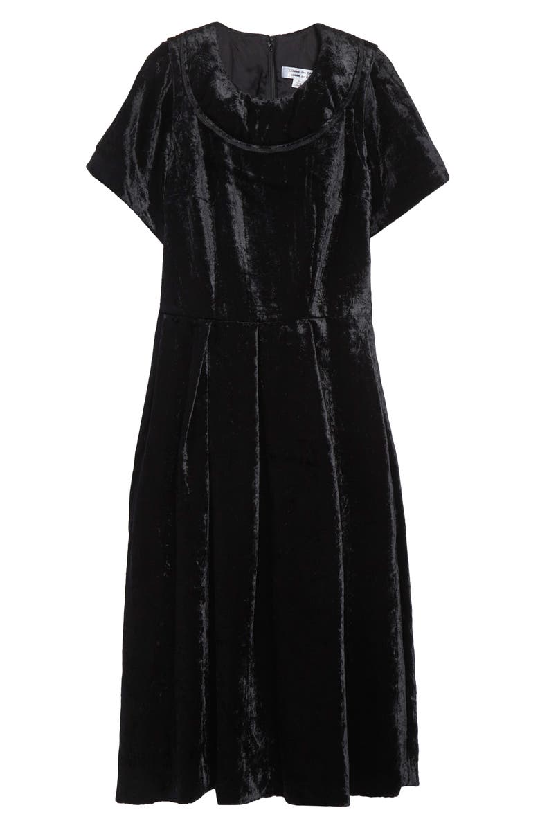 Comme des Garçons Comme des Garçons Pleated Crushed Velvet A-Line Dress, Alternate, color, Black
