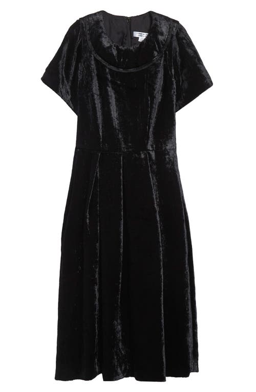Comme Des Garçons Pleated Crushed Velvet A-line Dress In Black