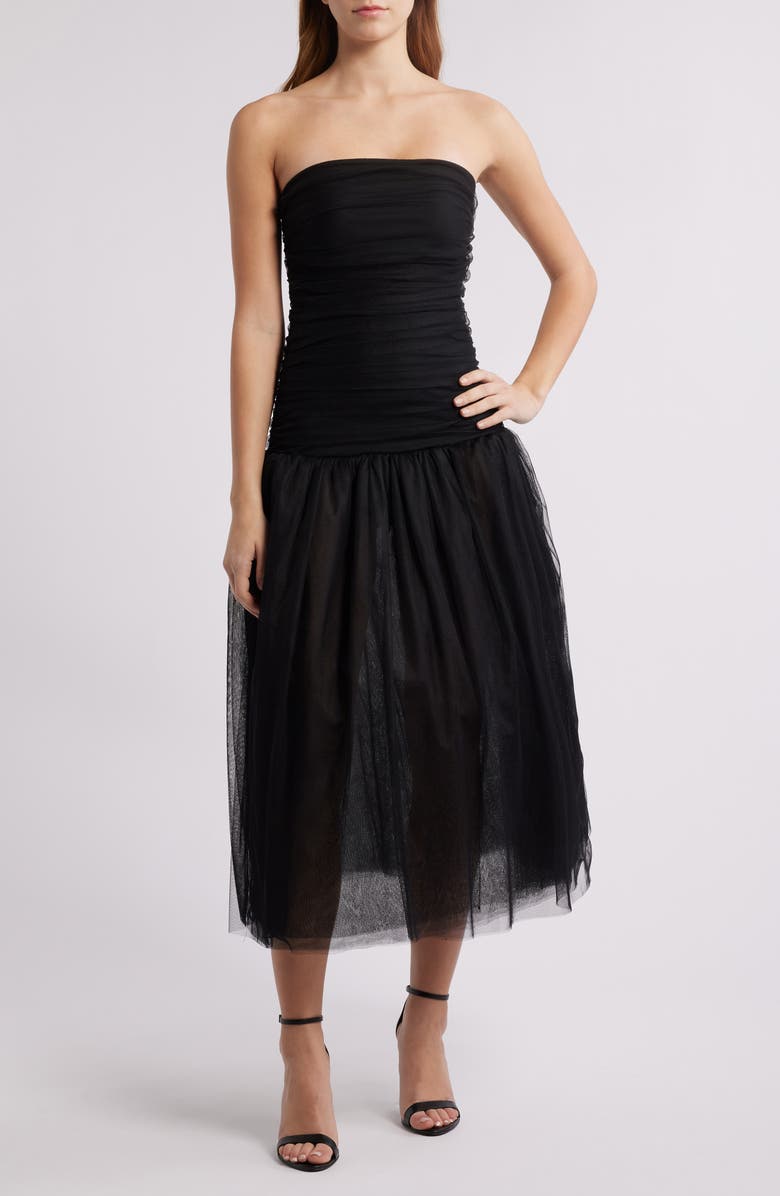 Rare London Strapless Tulle Cocktail Dress, Main, color,