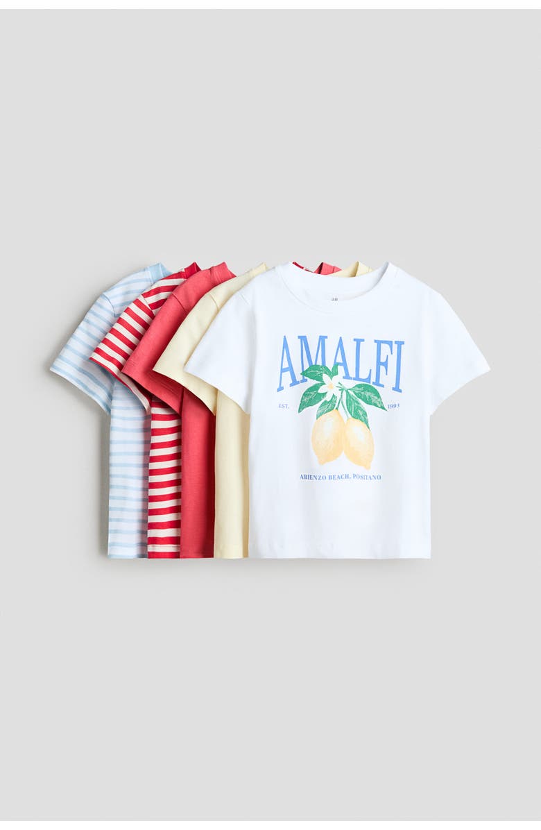 H&M 5-pack cotton t-shirts, Main, color, White/Amalfi