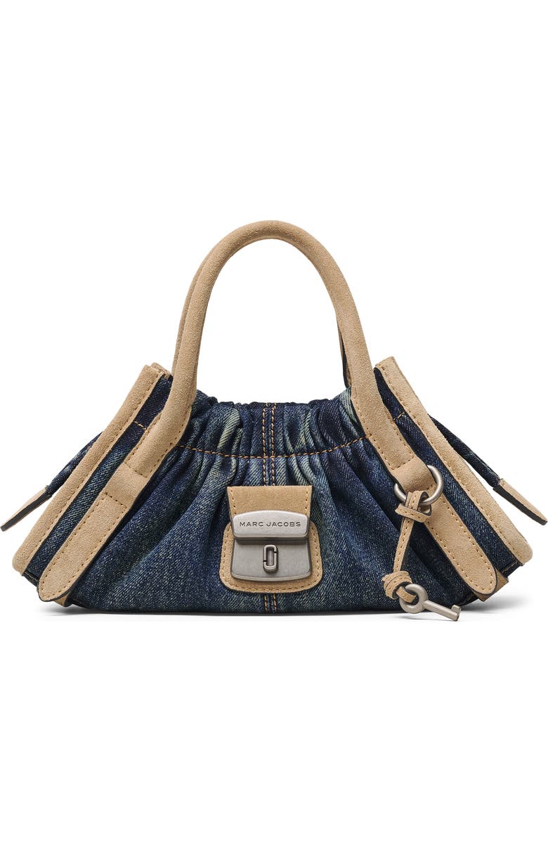 Marc Jacobs The Small Cristina Denim Suede Satchel, Main, color, Dark Wash Indigo