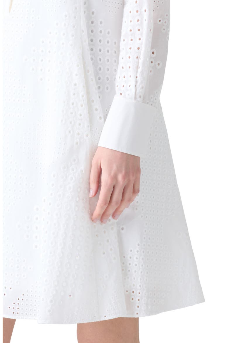 Diamond Eyelet Long Sleeve Cotton Poplin Shirtdress, Alternate, color, CREAM