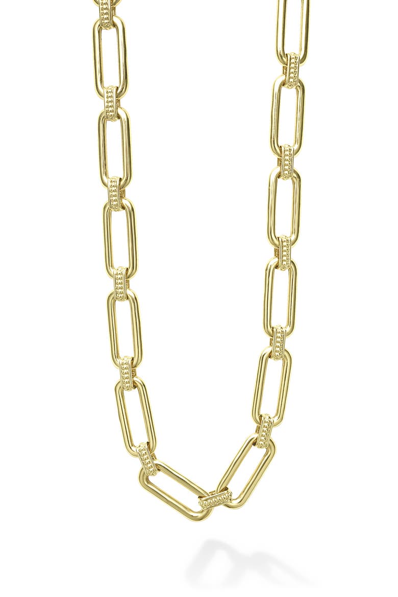 Signature Caviar Smooth Link Toggle Necklace, Main, color, GOLD