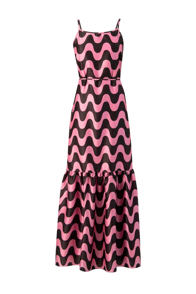 Sleeveless Wave Print Maxi Dress, Alternate, color, Pink