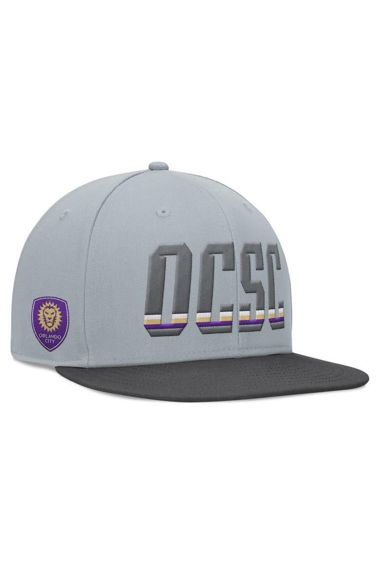 Men's Fanatics Branded Gray Orlando City SC Smoke Snapback Hat, Main, color, Gray