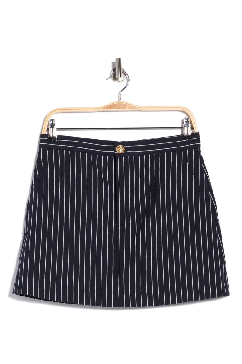 Pinstriped Tailored Miniskirt, Main, color, DARK NAVY MULTI
