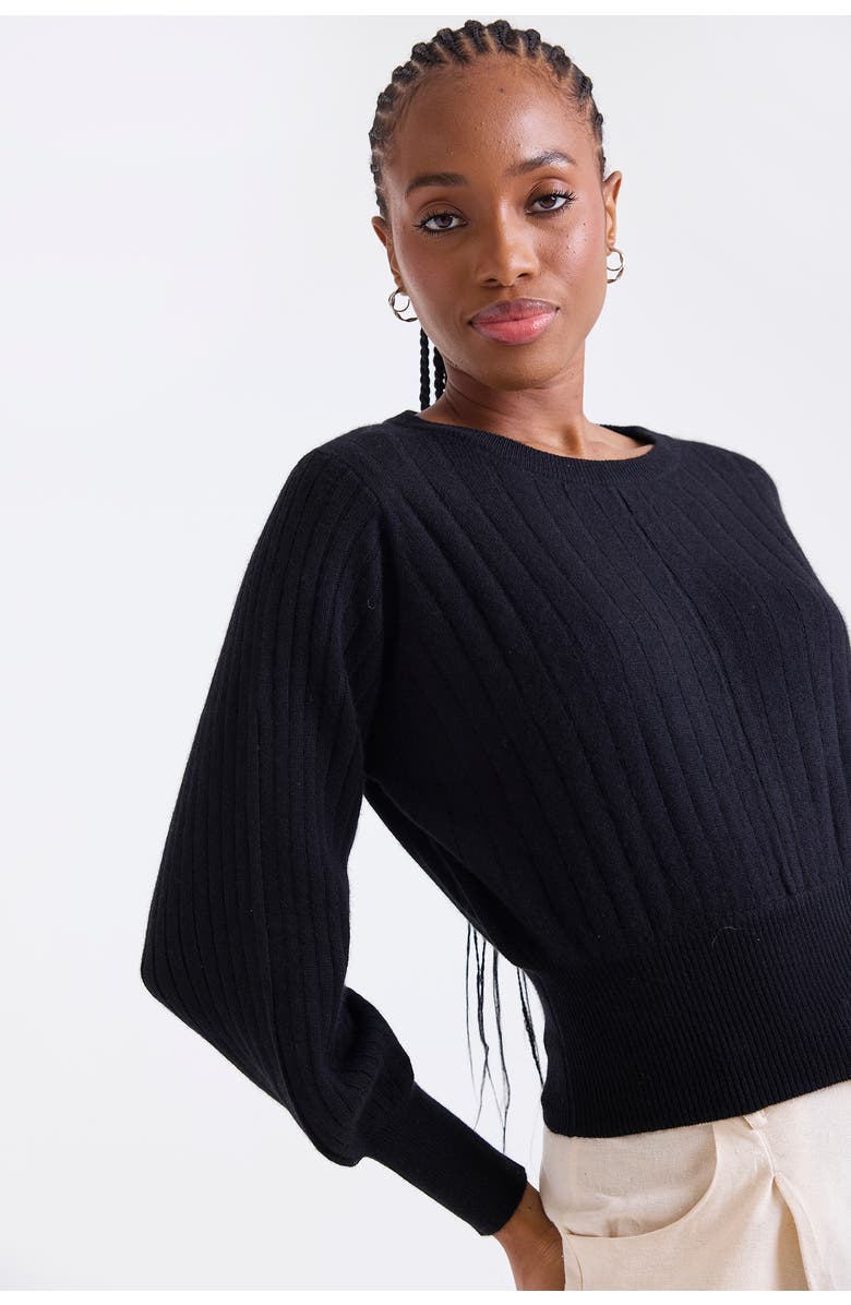 1982 Rosa Ribbed 100% Cashmere Sweater, Alternate, color, Black