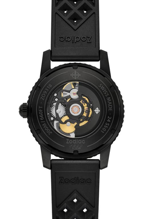 Zodiac Compression Diver Skeleton Rubber Strap Watch, 40mm In Black