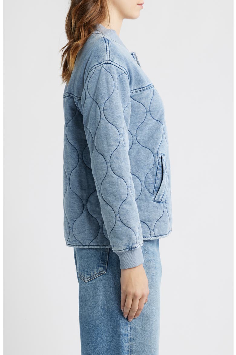 Quilted Denim Bomber Jacket, Alternate, color, INDIGO