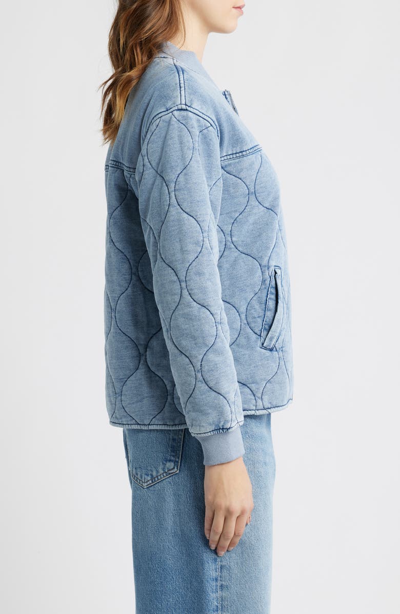 CITY BLUES Quilted Denim Bomber Jacket, Alternate, color, Indigo