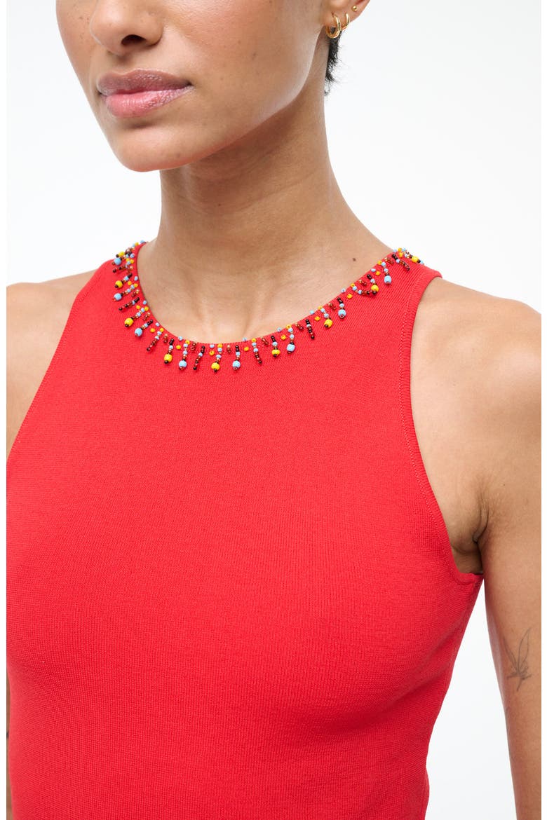 Reina Beaded Jewel Neck Tank, Alternate, color, RED ROSE