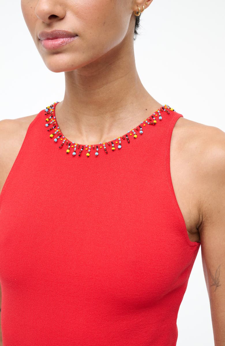 STAUD Reina Beaded Jewel Neck Tank, Alternate, color, Red Rose