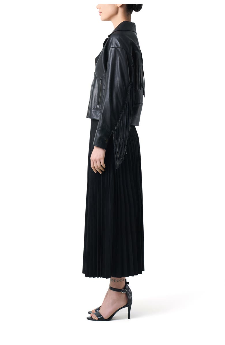 Velez Lyra Jacket in Leather for Women, Biker with Fringe, Alternate, color, Black