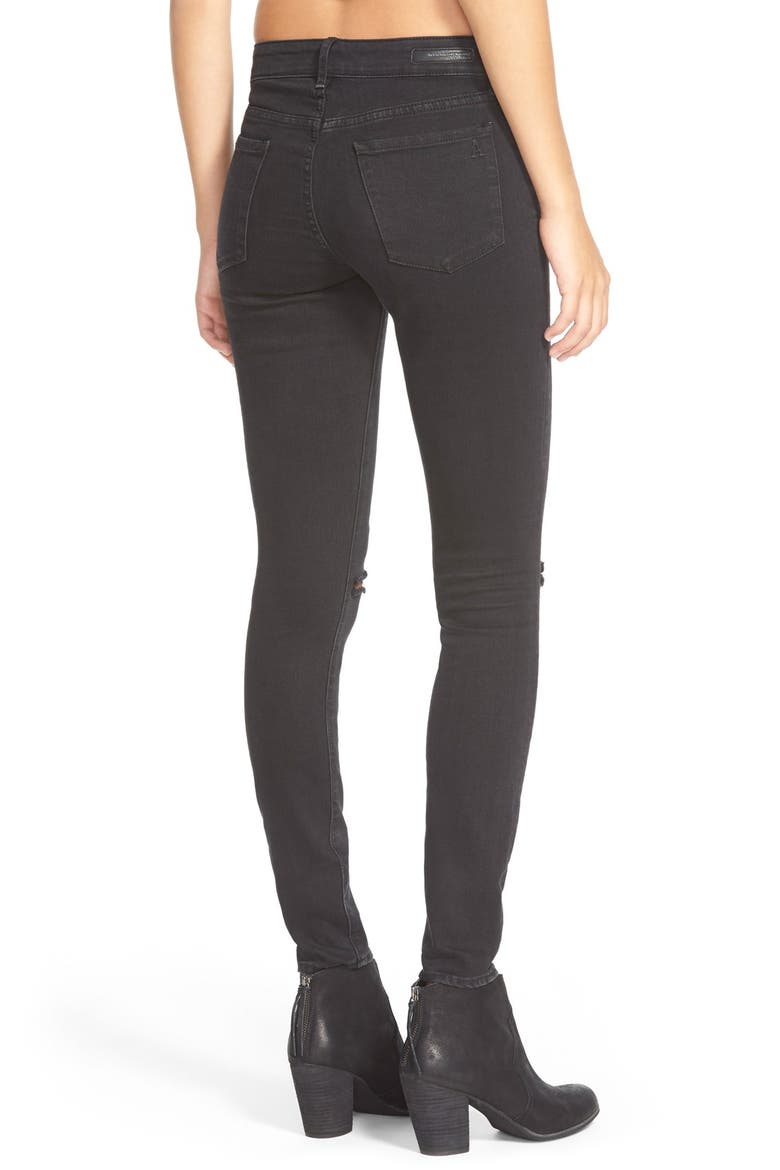 'Sarah' Distressed Skinny Jeans, Alternate, color, BLACK CAT