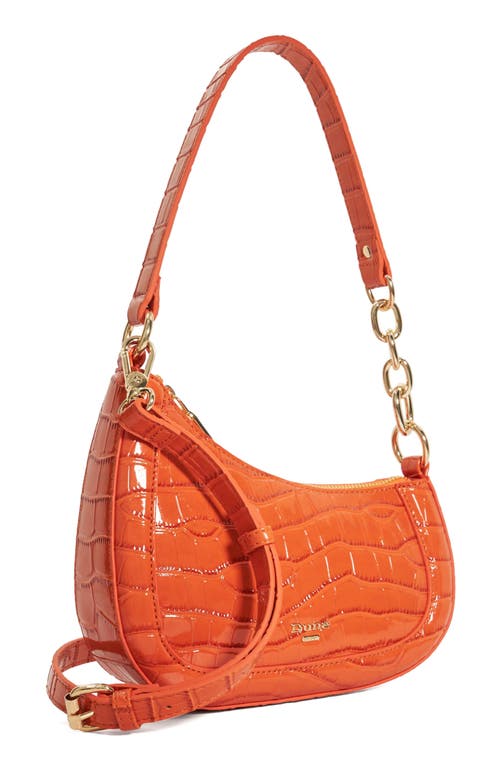 Dune London Direction Croc Embossed Faux Leather Shoulder Bag In Orange