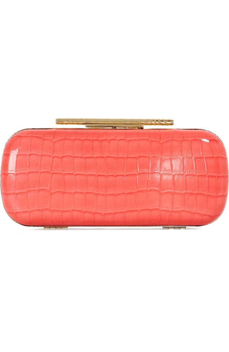 Dune London Body Faux Leather Frame Clutch, Alternate, color, Coral
