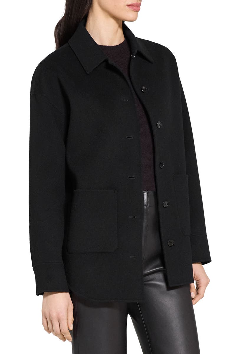 Theory Wool & Cashmere Shirt Jacket, Alternate, color, Black