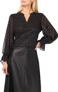 Vince Camuto Foil Print Chiffon Top