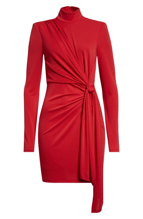 Cinq À Sept Joelene Long-sleeve Gathered Knot Mini Dress In Cardinal