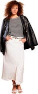 June + Vie Front Slit Denim Midi Skirt