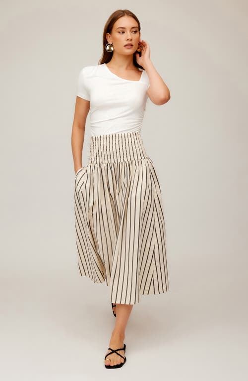 Shop Fifteen Twenty Rhea Stripe Smock Waist Cotton Midi Skirt