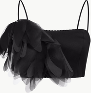 Malva Florea Cropped Top With Oversized Layered Floral Appliques