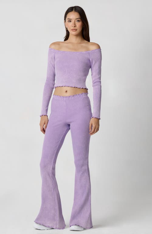 Florence By Mills Core Washed Off The Shoulder Rib Top In Purple