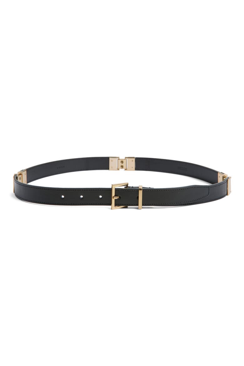 The Linking Leather Belt, Main, color, BLACK