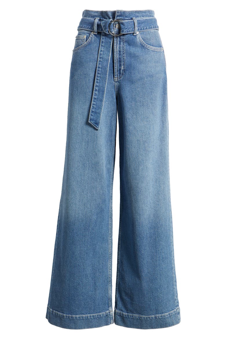 Descanso Belted Nonstretch Wide Leg Jeans, Alternate, color, CADET BLUE