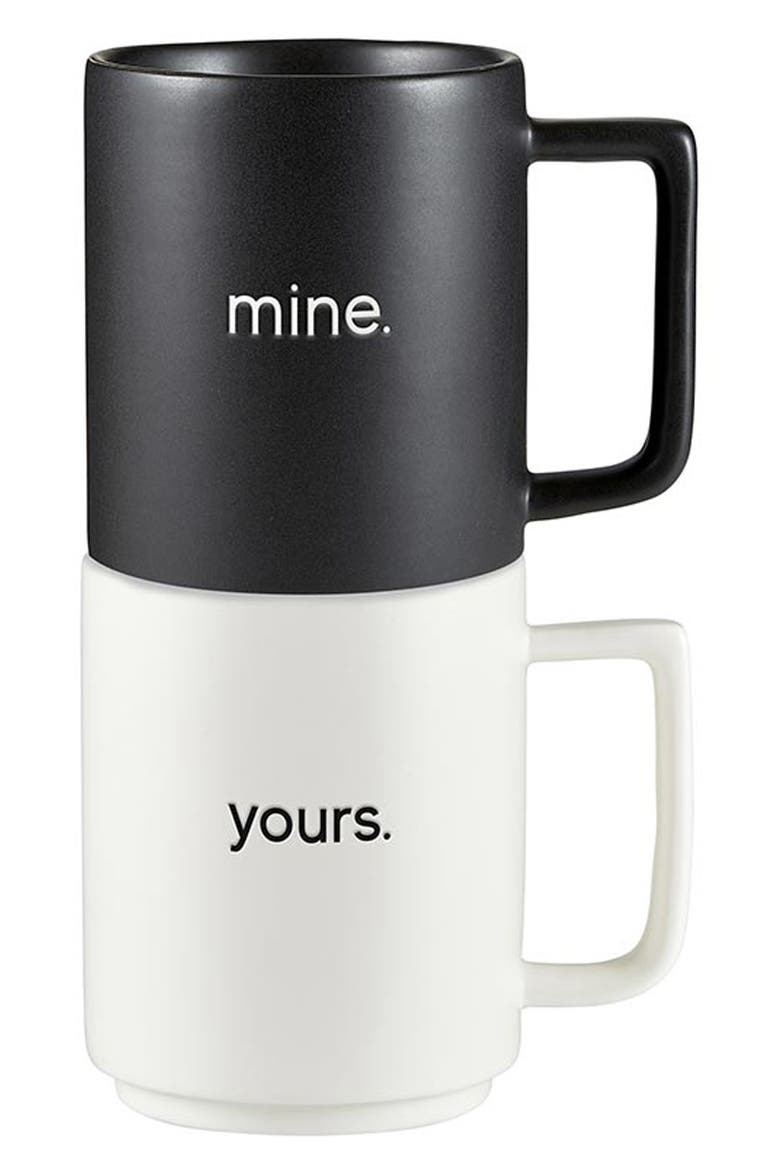 Yours & Mine Set of 2 Matte Mugs, Main, color, WHITE/ BLACK