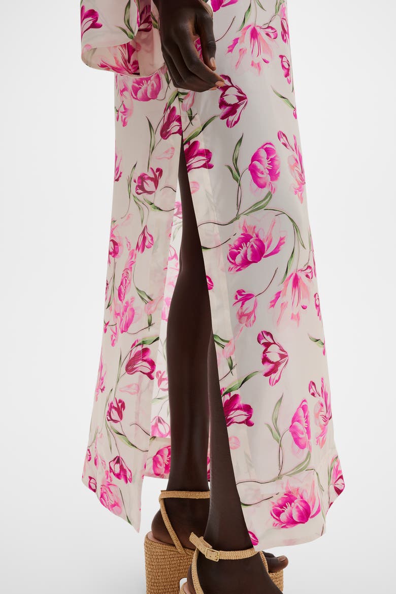 Brenda Silk Maxi Kaftan Dress, Alternate, color, Tulip Pink