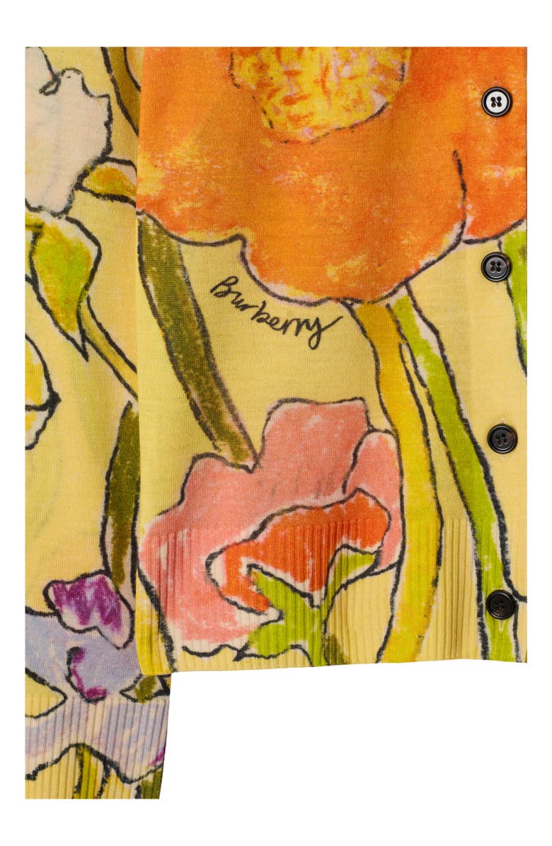 Burberry Highgrove Cascading Flowers Wool Cardigan, Alternate, color, Yellow