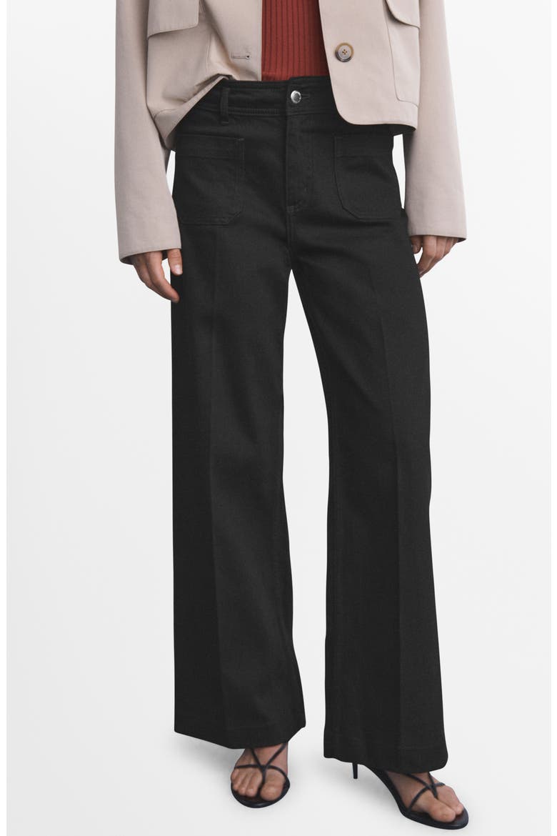 Jessie Patch Pocket Wide Leg Jeans, Main, color, BLACK DENIM